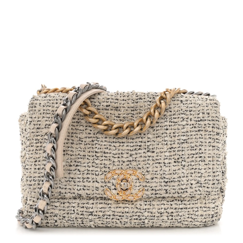 Chanel 19 flap bag quilted tweed medium